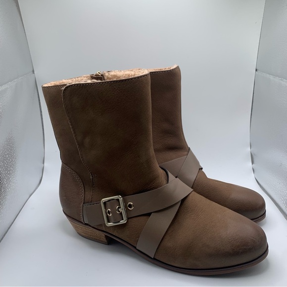 Women's Softwalk Rayne Boot tan shearling lining winter mid calf size8 Wide 1083 - Picture 1 of 11